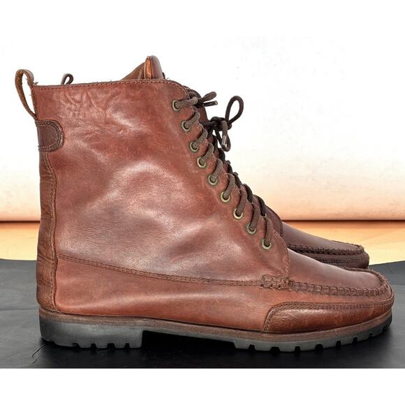Vintage Cole Haan Brown Leather Moc Toe Hiking Work Boots Men’s 10M Made Brazil main image 4